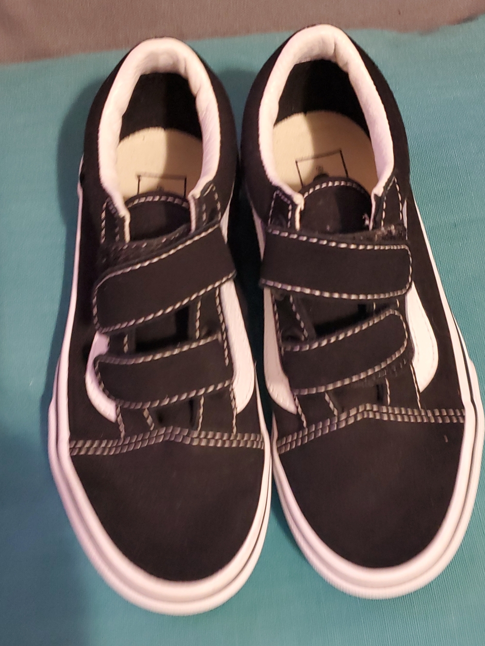 Vans Kids Black and White Velcro Skate Sneakers